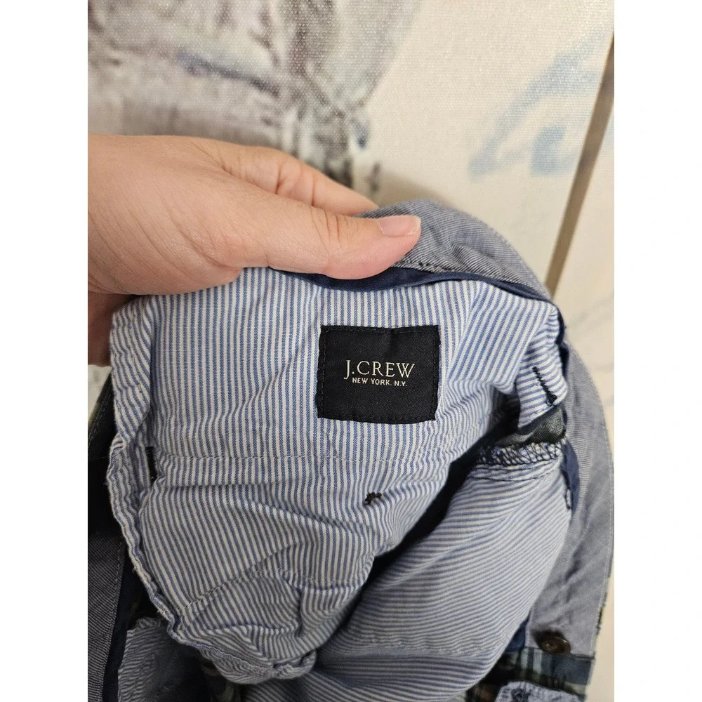 J.Crew Club Short 32 Navy Blue Plaid Cotton Casual Preppy Summer Shorts